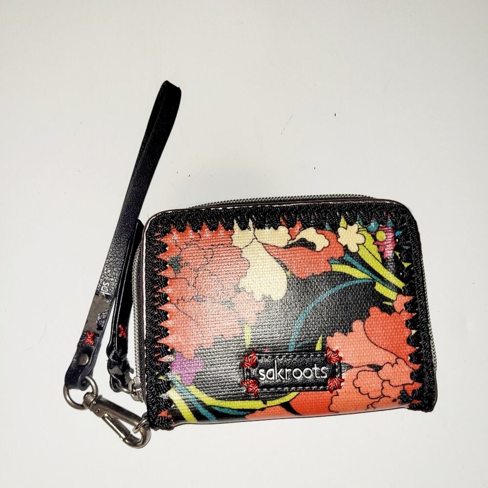Sakroots Boho Floral Wristlet Cottagecore Peace Wallet NWOT